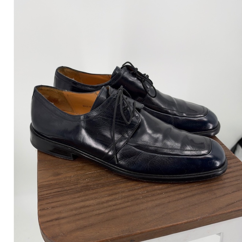 Mezlan Mens Black Leather Apron Toe Derby Shoes Made in Spain Size 11 M 2268